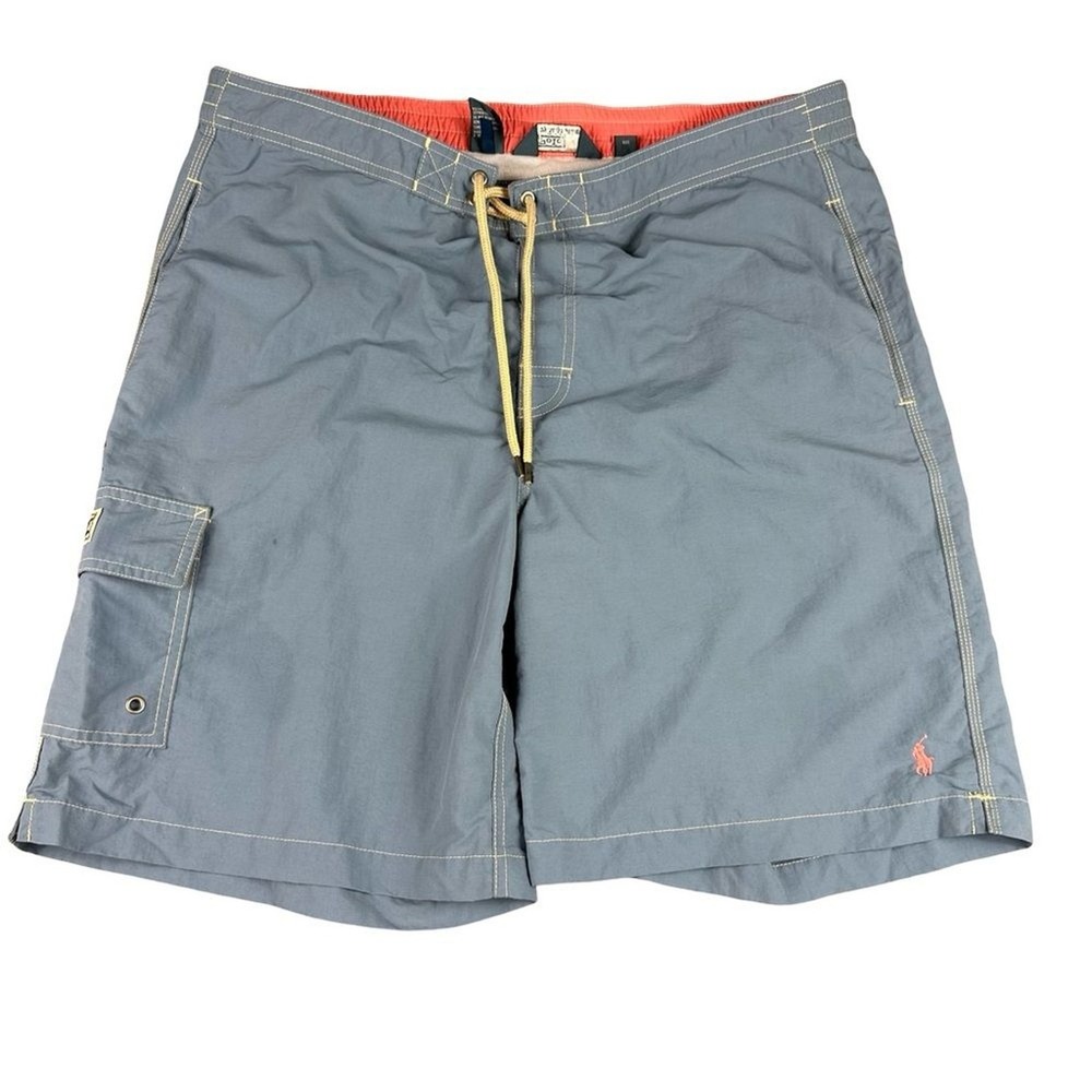 Vintage Polo Ralph Lauren Blue Drawstring Cargo Pocket Nylon Mesh Swim Trunks L